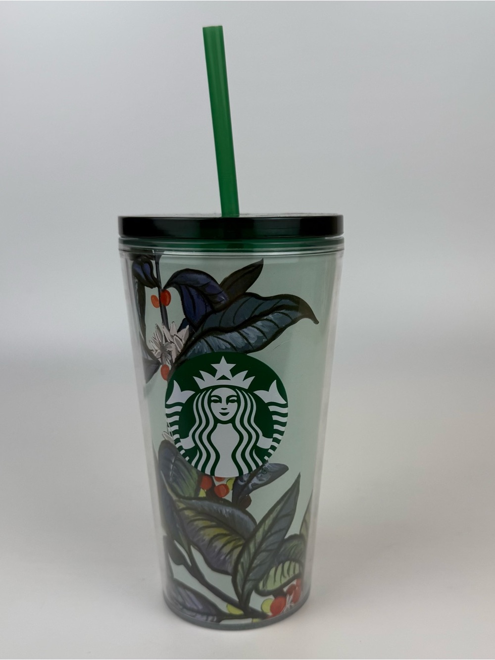 Starbucks 2021 Tumbler 16oz Tropical Floral Leaves Green Lid Cold Cup